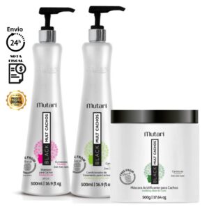 kit para cabelos cacheados mutari black mult cachos shampoo condicionador máscara