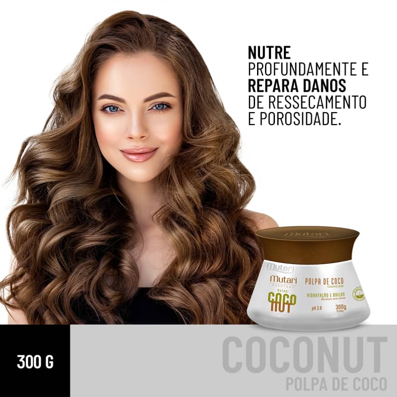 Máscara Polpa de Coco Mutari Coconut 300gr - Cabelos Ressecados