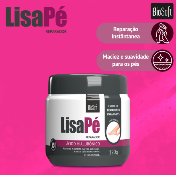 Creme Hidratante Lisa Pé Ácido Hialurônico 120g Biosoft - Image 2