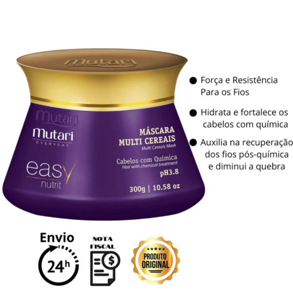 Máscara Mutari Multi Cereais Easy Nutrit 300g - Força e Resistência para os fios - Image 5