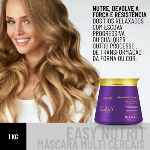 Mutari máscara multi cereais easy nutrit hidratação profissional pós quimica 1kg - Image 2